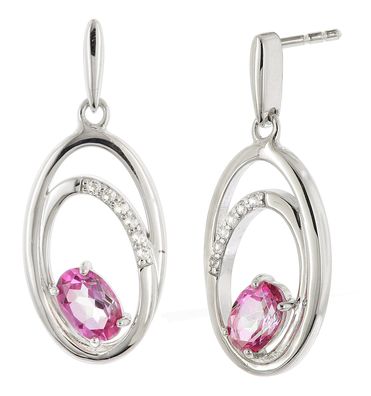 trendor Schmuck Damen-Ohrhänger Ohrringe 925 Silber Rhodiniert mit Farbsteinen 21887