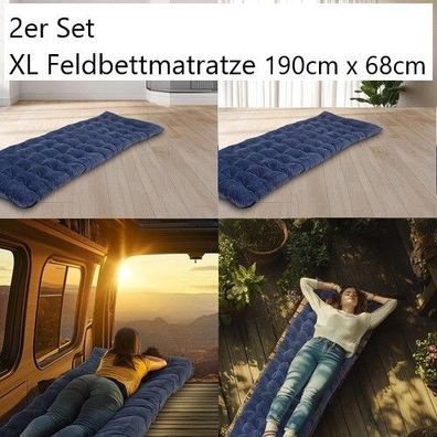 NEU 2er Set Weiche XL Feldbettauflage 190x68cm waschbar für Camping Gästebett
