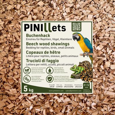 PINI Buchenhack 20 L / 5 kg staubfreie hygienische Bodengrund grob für Reptilien Voge