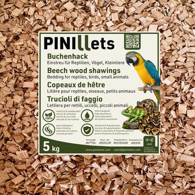 PINI Buchenhack 20 L / 5 kg staubfreie hygienische Bodengrund grob für Reptilien Voge