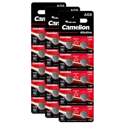 3x 10er Blister Camelion Alkaline AG8 LR55 LR1121 391 Batterien Knopfzellen 1,5V