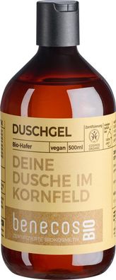 3x benecos benecosBIO Duschgel BIO-Hafer - DEINE DUSCHE IM Kornfeld 500ml