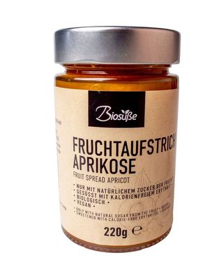 3x Biosüße BioSüße Bio-Fruchtaufstrich zuckerfrei Aprikose 220g Glas 220g
