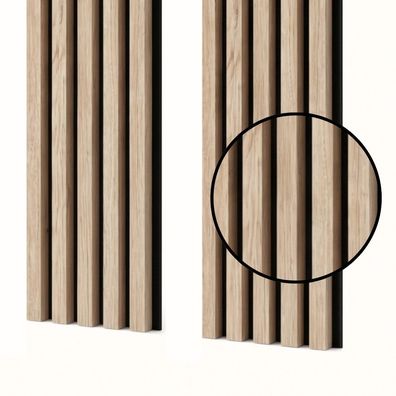 Akustikpaneele 53x240 cm Eiche Riva - Lamellen auf schwarzer HDF-Platte