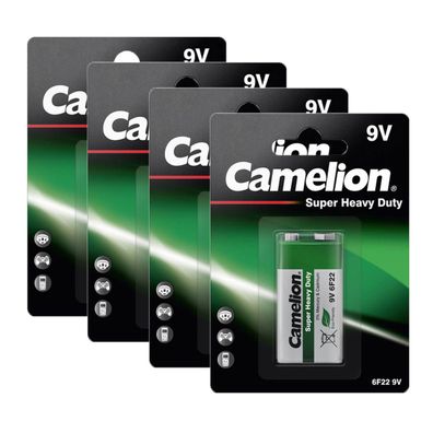 4x Camelion Super Heavy Duty Batterie 9V E-Block Zink-Kohle 9 Volt Blister