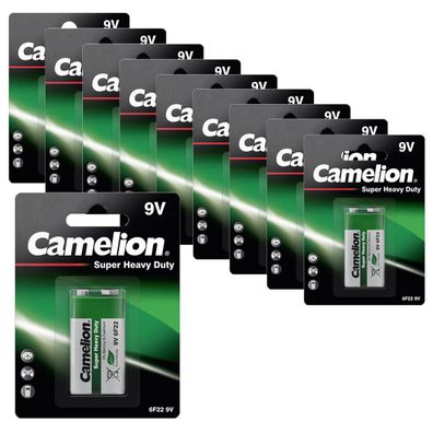 10x Camelion Super Heavy Duty Batterie 9V E-Block Zink-Kohle 9 Volt Blister