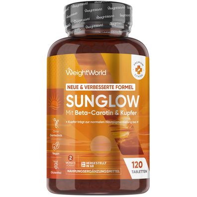 Sunglow Beta Carotin Komplex als Bräunungsbeschleuniger - 120 Tabletten - WeightWorld