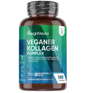 WeightWorld Veganes Kollagen - Mit Hyaluron, Zink, MSM, Vitamin C & E - 180 Kapseln