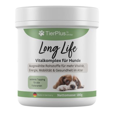 TierPlus® Long Life Vitalkomplex-Pulver für Hunde, mit Omega 3 Fettsäuren & Propolis