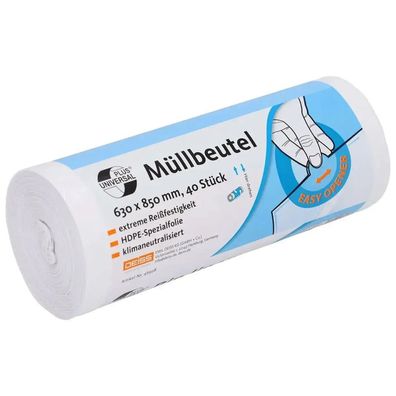 DEISS Universal Plus Müllbeutel HDPE 80 Liter Weiß 46928 passend für Drahtgitterkörbe