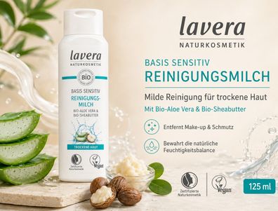 lavera basis sensitive Reinigungsmilch 125 ml Bio-Aloe Vera vegan