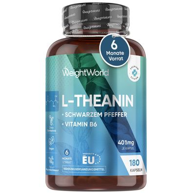L-Theanin Aminosäure mit Zitronenmelisse 500mg -180 Kapseln für 6 Monate- WeightWorld