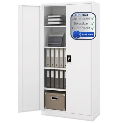 Aktenschrank abschlie?bar JAN 185x90x40cm Wei? 5 Ebenen verstellbar Fl?gelt?ren