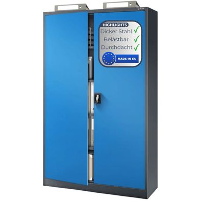 Aktenschrank abschlie?bar JAN 185x115x40cm Anthrazit-Blau 5 Ebenen verstellbar