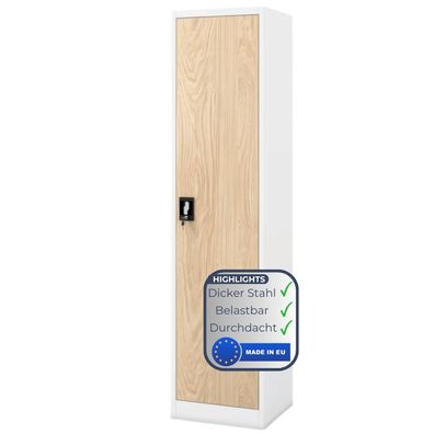 Aktenschrank abschlie?bar ALEX 185x45x40cm Wei?-Sonoma Eiche 5 Ebenen verstellbar
