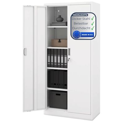 Aktenschrank abschlie?bar JAN 175x80x40cm Wei? 5 Ebenen verstellbar Fl?gelt?ren