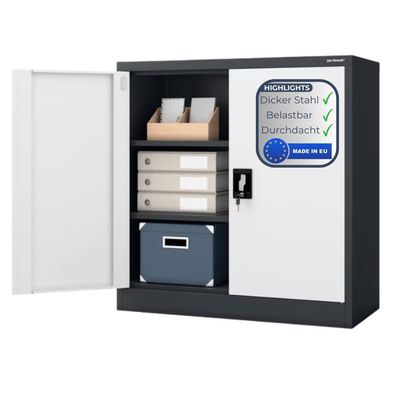 Aktenschrank abschlie?bar BEATA 93x90x40cm Anthrazit-Wei? 3 Ebenen verstellbar