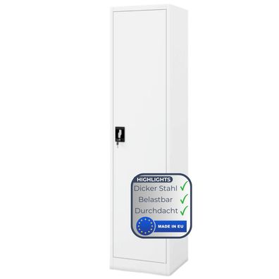 Aktenschrank abschlie?bar ALEX 185x45x40cm Wei? 5 Ebenen verstellbar Fl?gelt?ren