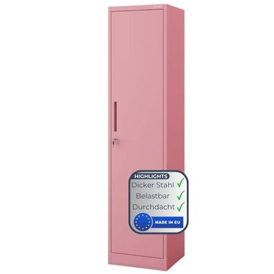 Aktenschrank abschlie?bar ALEX 185x45x40cm Rosa 5 Ebenen verstellbar Fl?gelt?ren