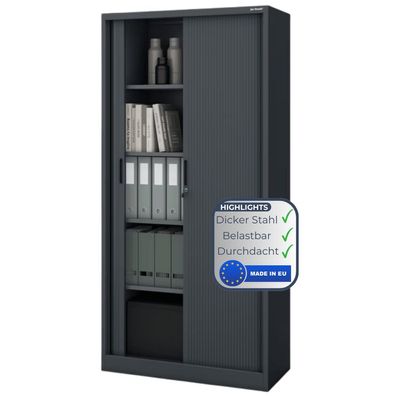 Aktenschrank abschlie?bar DAMIAN 185x90x45cm Anthrazit Rolladent?ren 5 Ebenen