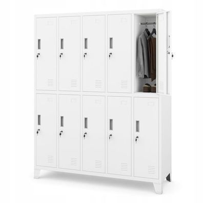 Umkleideschrank Spind Schließfachschrank Metallschrank 172x136x45 cm Anthrazit-Rot