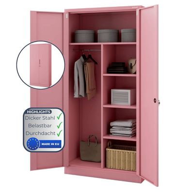 Mehrzweckschrank Metall abschlie?bar DAWID 185x90x45cm Rosa Funktional Metallschrank