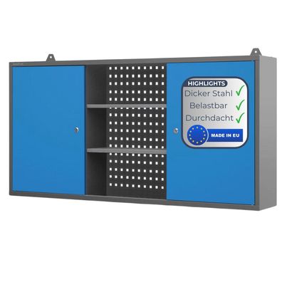 H?ngeschrank Werkstatt abschlie?bar BEN 60x120x20cm Anthrazit-Blau Metallschrank