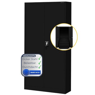 Werkzeugschrank mit Schubladen DAREK 185x92x50cm Schwarz inkl. Lochwand Metallschrank