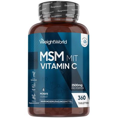 MSM Tabletten - 2400mg mit 100mg Vitamin C - 360 vegane Tabletten - WeightWorld