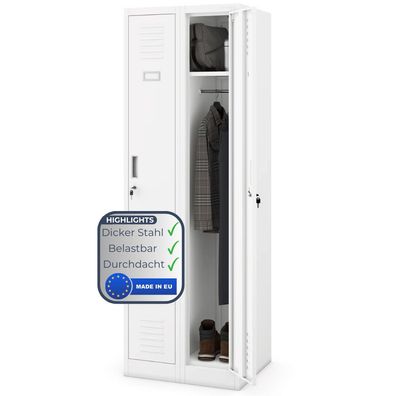 Umkleideschrank Spind KACPER 180x60x50cm Wei? 2 Abteile Etikettenhalter