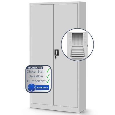 Werkzeugschrank mit Schubladen DAREK 185x92x50cm Grau inkl. Lochwand Metallschrank