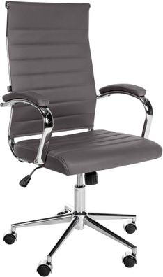 B?rostuhl Ergonomisch MEGAO Grau Schreibtischstuhl Echtleder H?henverstellbarer