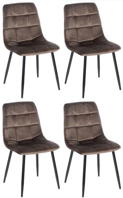 Esszimmerst?hle 4er Set VOUL Braun Samt Gesteppter Polsterstuhl K?chenstuhl mit