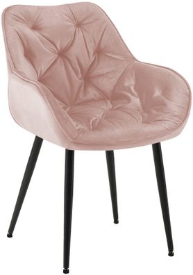 Esszimmerstuhl VIVI Pink Samt Metall 83x58x62cm Strapazierf?higer & pflegeleichter