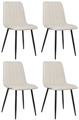 4er Set St?hle LENZ Stoff 88x45x53cm creme Metall Gestell St?hle Esszimmerst?hle