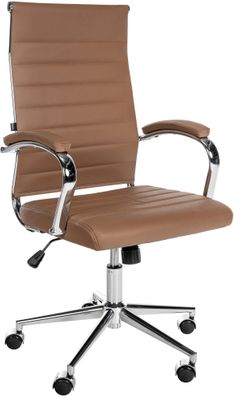 B?rostuhl Ergonomisch MEGAO Hellbraun Schreibtischstuhl Echtleder H?henverstellbarer