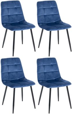 Esszimmerst?hle 4er Set VOUL Blau Samt Gesteppter Polsterstuhl K?chenstuhl mit