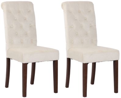 2er Set Esszimmerst?hle WALES Samt 98x45x63cm creme Holz Gestell St?hle