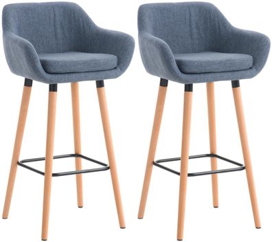 Barhocker 2er Set mit Lehne Blau VILO Stoffbezug 99x55x46cm Barhocker mit Lehne
