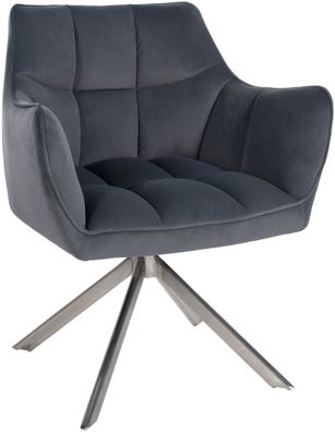 Esszimmerstuhl SWING Samt edelstahl 81x67x58cm dunkelgrau Samt Metall Gestell St?hle