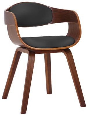 Besucherstuhl LONDON 73x49x46cm Walnuss/Schwarz Kunstleder Holz Gestell