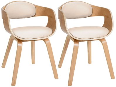 2er Set St?hle LONDON Kunstleder 73x49x46cm Natur/Creme Kunstleder Holz Gestell