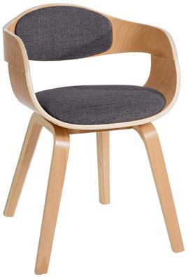 Besucherstuhl LONDON Stoff 73x49x46cm Natur/Hellgrau Stoff Holz Gestell