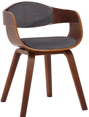 Besucherstuhl LONDON Stoff 73x49x46cm Walnuss/Hellgrau Stoff Holz Gestell