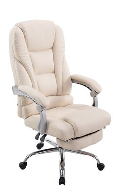 B?rostuhl MIAMI 118x68x64 Creme Kunstleder Metall in Chromoptik Gestell ergonomische