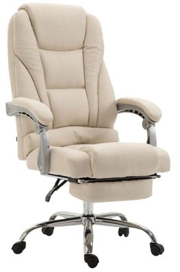 B?rostuhl MIAMI Stoff 118x68x64 Creme Stoff Metall in Chromoptik Gestell ergonomische