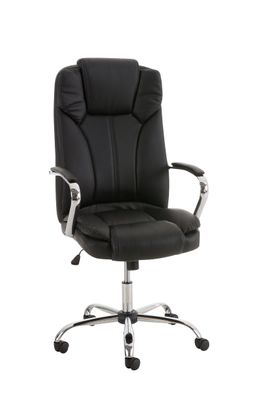 B?rostuhl JUBEL 115x62x70 Schwarz Kunstleder Metall in Chromoptik Gestell