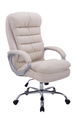 B?rostuhl SOUK Stoff 116x68x77 Creme Stoff Metall in Chromoptik Gestell ergonomische