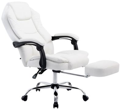 B?rostuhl MEDHA 114x67x64 Wei? Kunstleder Metall in Chromoptik Gestell ergonomische