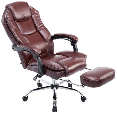 B?rostuhl MEDHA 114x67x64 Bordeauxrot Kunstleder Metall in Chromoptik Gestell